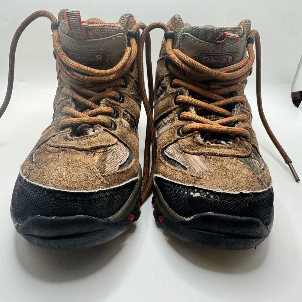 Coleman Griz Jr. Hiker Outdoor Boots Boys Toddler Size 11 Brown Leather and Camo